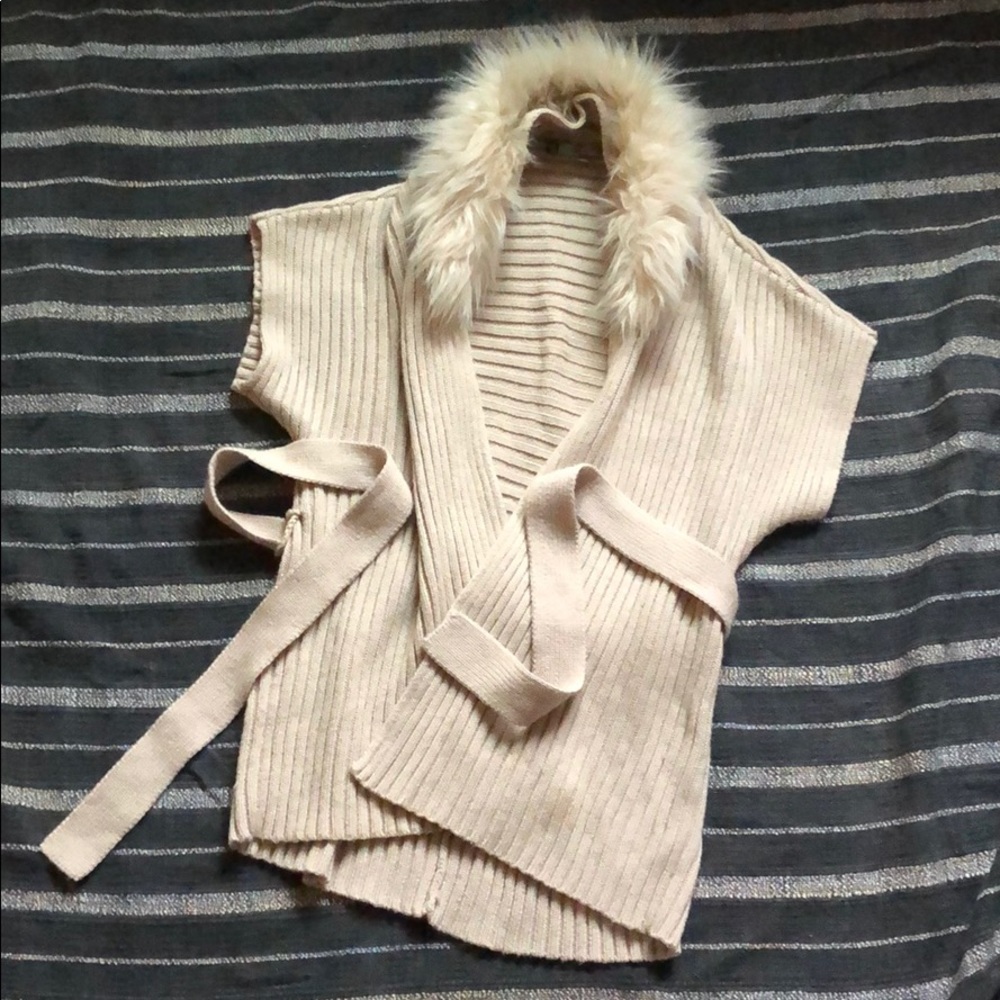 JLo Chunky Knit Faux Fur Cardigan